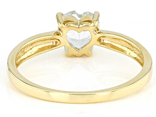 0.52ctw Heart Shape Aquamarine 10k Yellow Gold Ring - Size 6