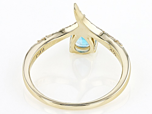 0.72ct Swiss Blue Topaz With 0.25ctw White Zircon 10k Yellow Gold Ring - Size 8