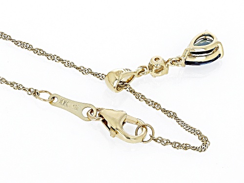 0.68ct Lab Created Alexandrite With 0.09ctw White Zircon 10k Yellow Gold Pendant with Chain