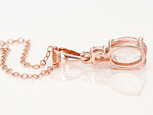 1.02ctw Oval Morganite and Round Strontium Titante 18K Rose Gold Over Silver Pendant with Chain