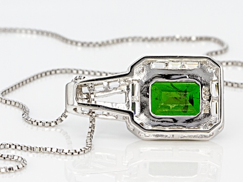 4.46ctw Mixed Shape Russian Chrome Diopside With White Zircon Silver Pendant With Chain