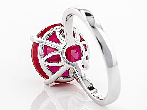 7.27ct Round Lab Created Ruby Rhodium Over Sterling Silver Solitaire Ring - Size 9