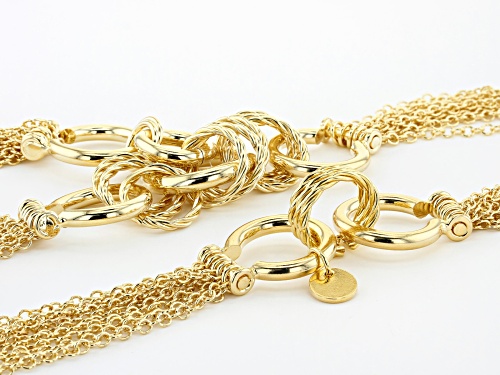 Moda Al Massimo® 18K Yellow Gold Over Bronze Multi Chain Link Designer Tassel Necklace - Size 28