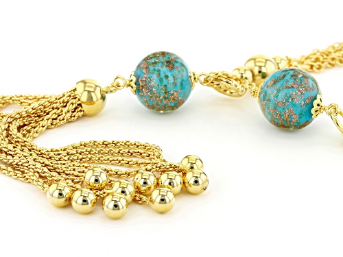 Moda Al Massimo™ 18K Yellow Gold Over Bronze Multi-strand Tassel Stationed Front Clasp Necklace 20