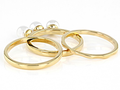 Moda Al Massimo™ 18K Yellow Gold Over Bronze Pearl Simulant Rings - Size 12