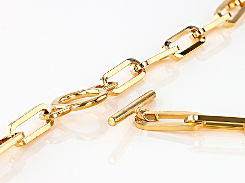 Moda Al Massimo® 18k Yellow Gold Over Bronze Paperclip Toggle Necklace With Leopard Enamel Drop
