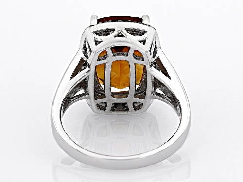 5.36ct Madeira Citrine And 0.22ctw Champagne Diamond Rhodium Over Sterling Silver Ring - Size 8