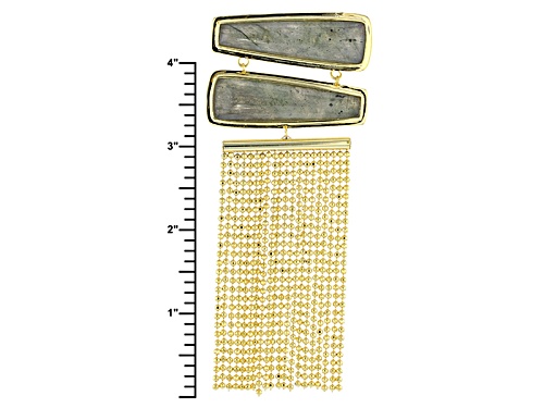 Moda Di Pietra™ Trapezoid Gray Labradorite 18k Yellow Gold Over Bronze Tassel Necklace - Size 30