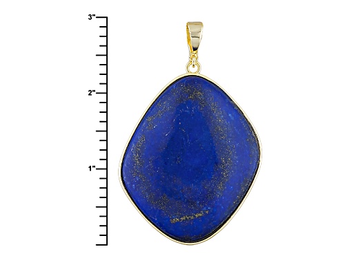 Moda Di Pietra™ 54x43mm Free-Form Cabochon Blue Lapis 18k Gold Over Bronze Enhancer With Chain
