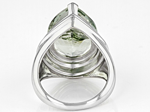 7.84ct Pear shape Prasiolite Rhodium Over Sterling Silver Solitaire Ring - Size 10