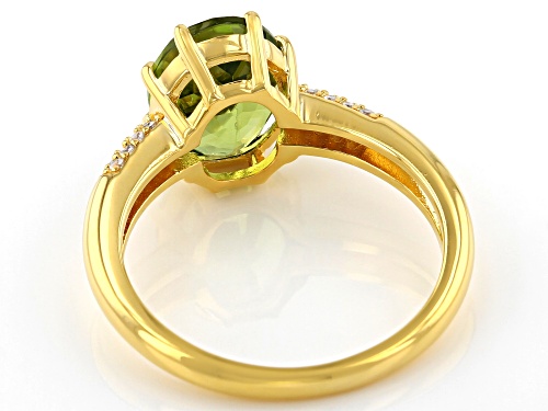1.62ct Oval Manchurian Peridot™ and 0.16ctw White Zircon 18K Yellow Gold Over  Silver Ring - Size 8