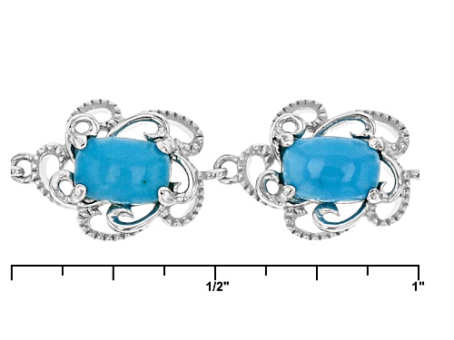 6x4mm Rectangular Cushion Cabochon Sleeping Beauty Turquoise Rhodium Over Silver Bolo Bracelet