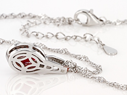1.54ctw Mahaleo® Ruby With .22ctw White Zircon Rhodium Over Sterling Silver Pendant With Chain