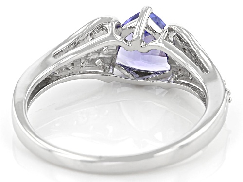 1.00ct Tanzanite With 0.17ctw Round White Zircon Rhodium Over Sterling Silver Ring - Size 9