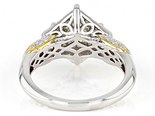 MOISSANITE FIRE® 1.60CTW DEW PRINCESS CUT & ROUND PLATINEVE® & 14K YELLOW GOLD OVER SILVER RING - Size 8