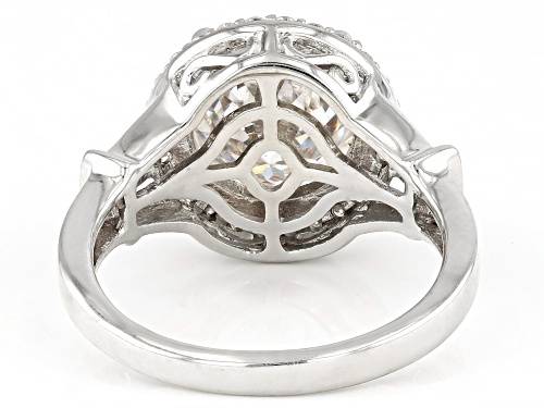 MOISSANITE FIRE® 4.39CTW DEW ROUND INFERNO CUT™ & BLUE SAPPHIRE PLATINEVE® RING - Size 6