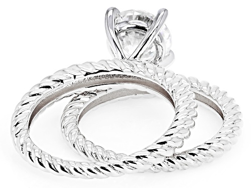 MOISSANITE FIRE(R) 1.90CT DEW ROUND BRILLIANT PLATINEVE(R) RING & BAND - Size 5