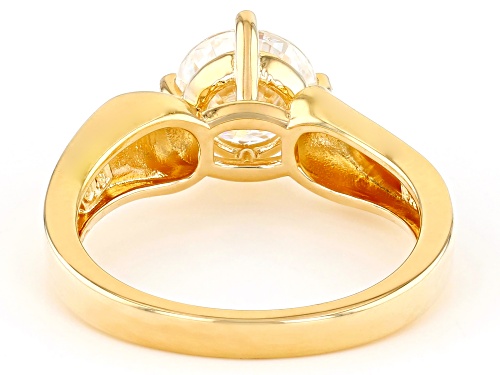 MOISSANITE FIRE® 1.50CT DEW ROUND BRILLIANT 14K YELLOW GOLD OVER SILVER RING - Size 9