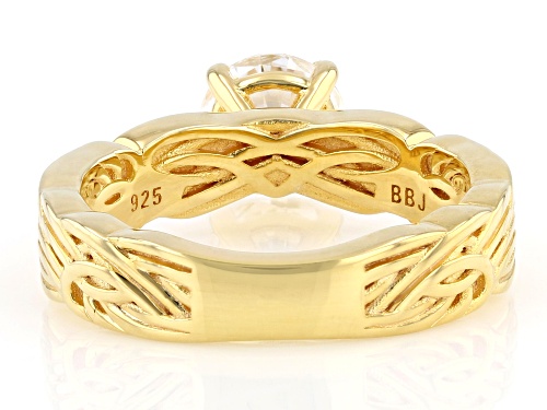 MOISSANITE FIRE® 1.20CT DEW ROUND BRILLIANT 14K YELLOW GOLD OVER SILVER RING - Size 8