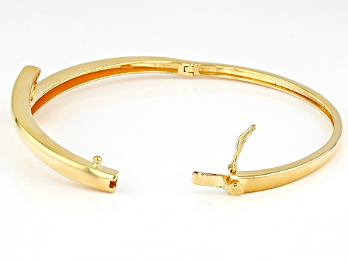 MOISSANITE FIRE® .60CT DEW ROUND 14K YELLOW GOLD OVER SILVER BANGLE BRACELET - Size 7.25