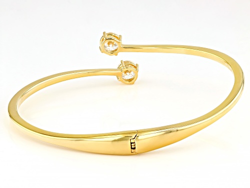 MOISSANITE FIRE® 2.40CTW DEW ROUND 14K YELLLOW GOLD OVER SILVER BANGLE BRACELET - Size 7.25