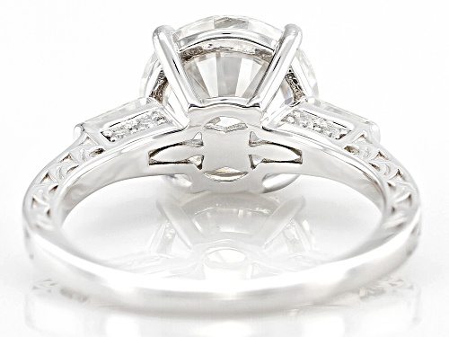 MOISSANITE FIRE® 3.94CTW DEW ROUND BRILLIANT & TAPERED BAGUETTE PLATINEVE® RING - Size 10