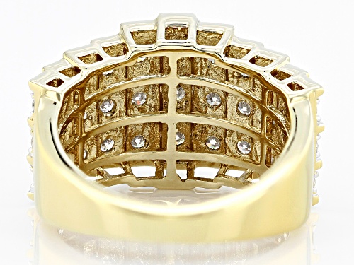 MOISSANITE FIRE® 1.02CTW DEW ROUND BRILLIANT 14K YELLOW GOLD OVER SILVER PYRAMID RING - Size 6