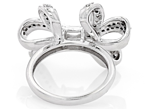 MOISSANITE FIRE® .85CTW DEW ROUND & BAGUETTE PLATINEVE® BOW RING - Size 6