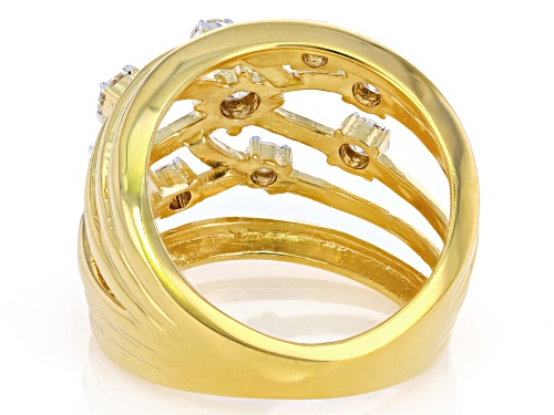 MOISSANITE FIRE® .87CTW DEW ROUND BRILLIANT 14K YELLOW GOLD OVER SILVER RING - Size 6