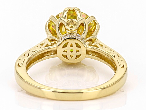 MOISSANITE FIRE® & YELLOW MOISSANITE & YELLOW SAPPHIRE  3.80CTW DEW 14K YG OVER SILVER RING - Size 5