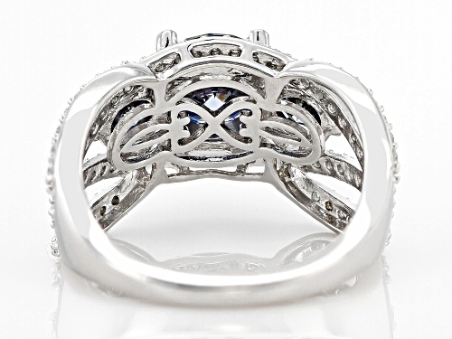 MOISSANITE FIRE® & BLUE MOISSANITE 3.68CTW DEW ROUND PLATINEVE® RING - Size 8