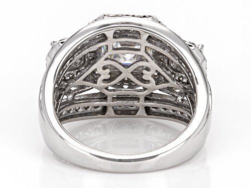 MOISSANITE FIRE® 5.08CTW DEW ASSCHER CUT AND ROUND PLATINEVE® RING - Size 8