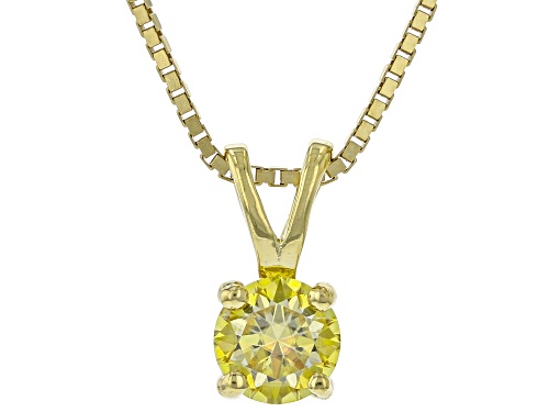 MOISSANITE FIRE® YELLOW 1.50CTW DEW 14K YELLOW GOLD OVER SILVER EARRINGS & PENDANT & BOX CHAIN SET