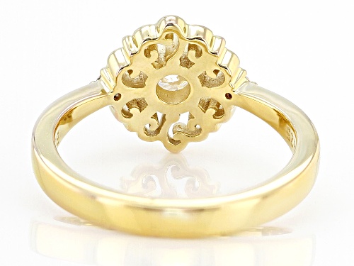 MOISSANITE FIRE® .54CTW DEW ROUND BRILLIANT 14K YELLOW GOLD OVER SILVER RING - Size 9