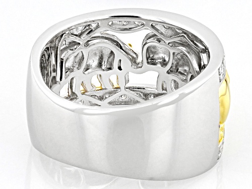 MOISSANITE FIRE® .64CTW DEW ROUND PLATINEVE® & 14K YELLOW GOLD OVER SILVER ELEPHANT RING - Size 6