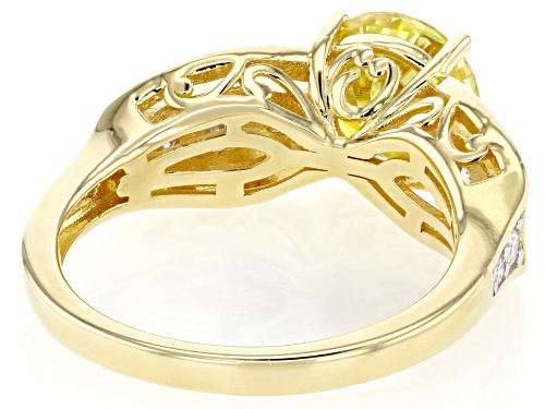 MOISSANITE FIRE® & YELLOW MOISSANITE 2.32CTW DEW ROUND BRILLIANT 14K YELLOW GOLD OVER SILVER RING - Size 9