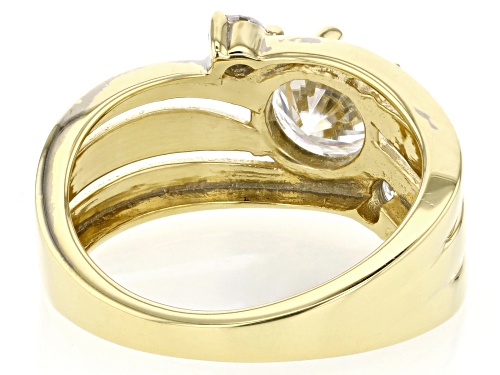 MOISSANITE FIRE® 1.40CTW DEW ROUND BRILLIANT 14K YELLOW GOLD OVER SILVER RING - Size 11