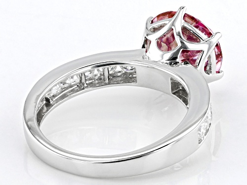 MOISSANITE FIRE(R) & PINK MOISSANITE 4.20CTW DEW ROUND BRILLIANT PLATINEVE(R) RING - Size 7