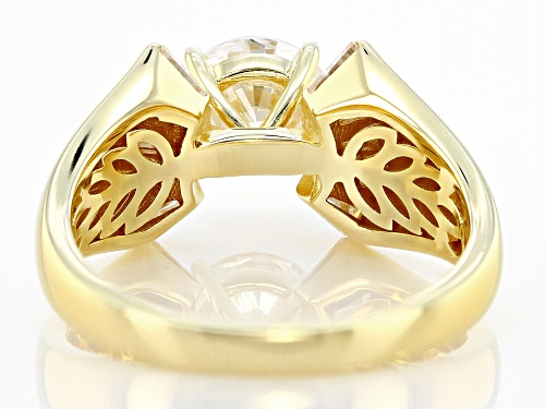 MOISSANITE FIRE(R) 1.70CTW DEW ROUND AND BAGUETTE 14K YELLOW GOLD OVER SILVER RING - Size 7
