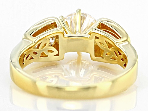 MOISSANITE FIRE(R) 1.84CTW DEW ROUND 14K YELLOW GOLD OVER SILVER RING - Size 7