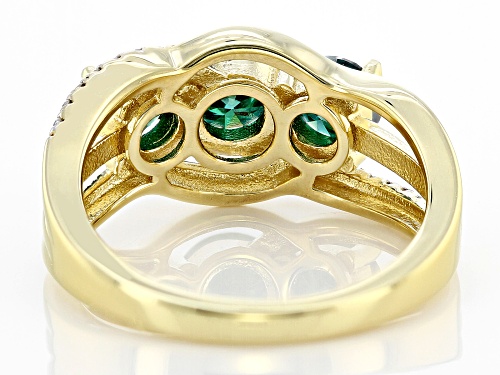 MOISSANITE FIRE® AND GREEN MOISSANITE 1.96CTW DEW ROUND BRILLIANT14K YELLOW GOLD OVER SILVER RING - Size 8