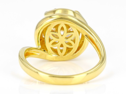 MOISSANITE FIRE® 3.72CTW DEW ROUND BRILLIANT 14K YELLOW GOLD OVER SILVER RING - Size 7