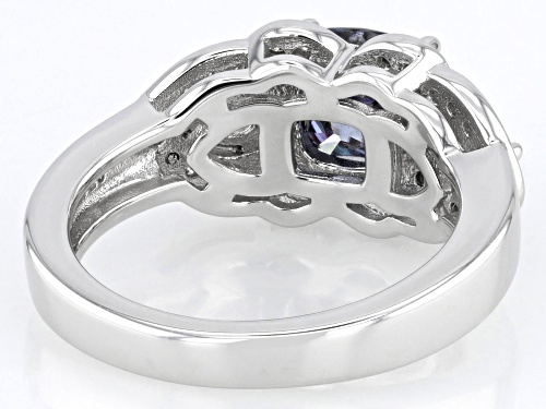 MOISSANITE FIRE® & BLUE MOISSANITE 2.18CTW DEW CUSHION CUT, PEAR SHAPED & ROUND PLATINEVE® RING - Size 8