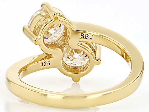 MOISSANITE FIRE®  2.00CTW DEW ROUND BRILLIANT 14K YELLOW GOLD OVER SILVER BYPASS RING - Size 6