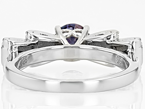 MOISSANITE FIRE® AND BLUE MOISSANITE  1.08CTW DEW ROUND PLATINEVE® BOW RING - Size 9