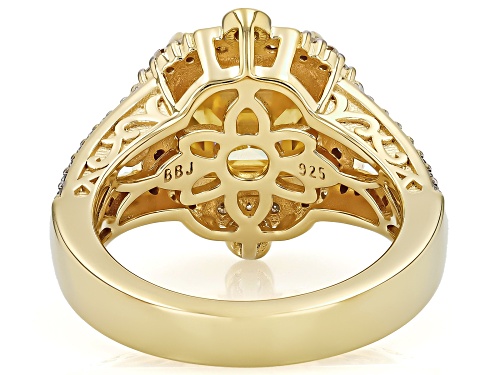 MOISSANITE FIRE® & YELLOW 5.24CTW DEW & .14CTW YELLOW SAPPHIRE 14K YELLOW GOLD OVER SILVER RING - Size 7