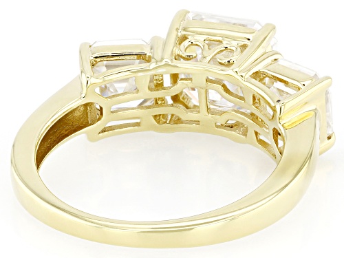 MOISSANITE FIRE® 4.86CTW DEW ASSCHER CUT 14K YELLOW GOLD OVER SILVER RING - Size 6