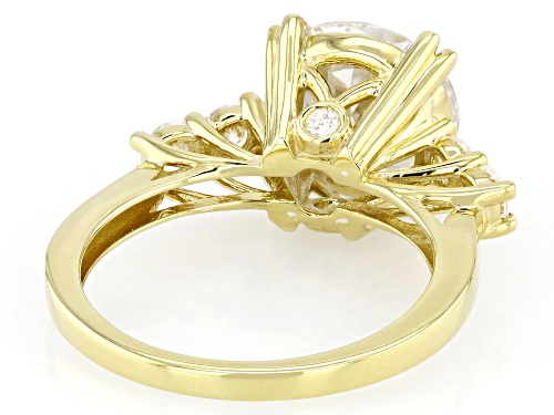 MOISSANITE FIRE® 4.06CTW DEW ROUND BRILLIANT 14K YELLOW GOLD OVER SILVER RING - Size 10