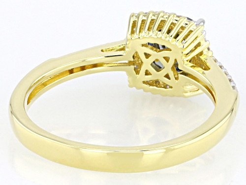 MOISSANITE FIRE(R) & NAVY BLUE MOISSANITE 1.44CTW DEW 14K YELLOW GOLD OVER SILVER RING - Size 5