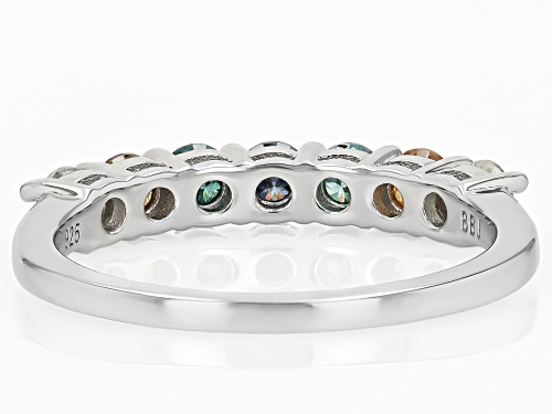 MOISSANITE FIRE® & MULTI COLOR MOISSANITE .70CTW DEW ROUND BRILLIANT PLATINEVE® BAND RING - Size 6